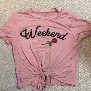 Weekend rose tie crop top